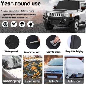img 2 attached to ❄️ Auesny Car Windshield Snow Cover - Waterproof Winter Protection for Ice, Snow, Frost & UV - Extra Large Size Fits Most Vehicles (85"x 50")
