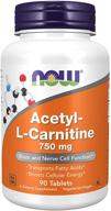 boost brain and nerve cell function with now 🧠 supplements acetyl-l-carnitine - 750mg amino acid tablets - 90 count logo