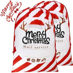 img 4 attached to Гигантские BeeGreen сумки с Санта Клаусом - сумки для упаковки подарков размером 27.6 х 42 дюйма для детей, друзей и семьи - сумки с резинкой на Рождество - 2 штуки