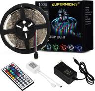 🌈 supernight led light strip with remote controller power adapter, mixed color changing rgb rope lights, 16.4ft smd 300 leds flexible tape dc 12v for indoor lighting, bedroom decor, car accent, tv backlighting logo