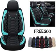 🚗 freesoo car seat covers front only - full coverage leather protector, airbag compatible universal fit for cars suv sedan pick-up truck van (black green 8-2pcs) logo