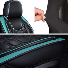 img 2 attached to 🚗 FREESOO Car Seat Covers Front Only - Full Coverage Leather Protector, Airbag Compatible Universal Fit for Cars SUV Sedan Pick-up Truck Van (Black Green 8-2PCS)