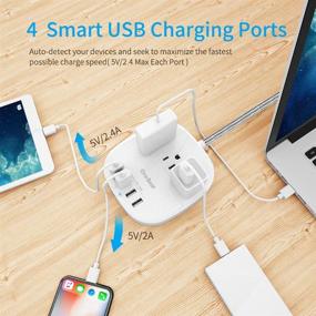 img 3 attached to Convenient Power Strip 2 Pack with 3 Outlets, 🔌 4 USB Ports - Ideal for Home, Travel, and Office