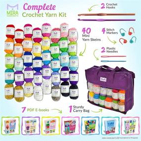 img 2 attached to 40 Mini Yarns Kit with Non-Woven Crochet Knitting Carry Bag, 4 Locking Stitch Markers, 2 Crochet Hooks, 2 Plastic Needles, 7 Ebooks packed with Yarn Patterns – Perfect Crafts Accessories, by Mira Handcrafts