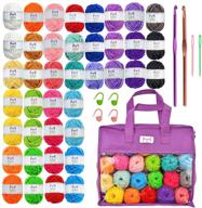 40 mini yarns kit with non-woven crochet knitting carry bag, 4 locking stitch markers, 2 crochet hooks, 2 plastic needles, 7 ebooks packed with yarn patterns – perfect crafts accessories, by mira handcrafts logo