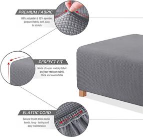 img 1 attached to 👢 TAOCOCO Rectangular Ottoman Cover - Storage Slipcover Stretch Footrest Stool Protector - Spandex Jacquard Fabric with Elastic Band - Light Grey