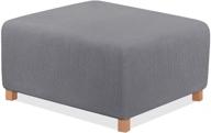 👢 taococo rectangular ottoman cover - storage slipcover stretch footrest stool protector - spandex jacquard fabric with elastic band - light grey logo