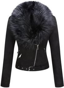 img 4 attached to 🧥 Stylish Bellivera Womens Faux Suede Leather Jacket: Trendy Fall/Winter 2021 Motorcycle Biker Coat with Detachable Fur Collar