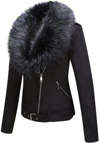 img 3 attached to 🧥 Stylish Bellivera Womens Faux Suede Leather Jacket: Trendy Fall/Winter 2021 Motorcycle Biker Coat with Detachable Fur Collar