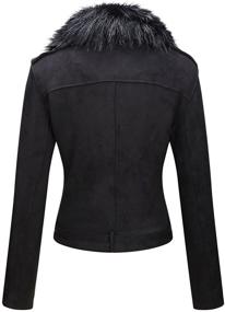 img 2 attached to 🧥 Stylish Bellivera Womens Faux Suede Leather Jacket: Trendy Fall/Winter 2021 Motorcycle Biker Coat with Detachable Fur Collar