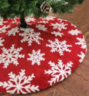 ❄️ aiseno 48 inch faux fur christmas tree skirt: white 3d snowflake christmas party decorations - red xmas tree skirt logo