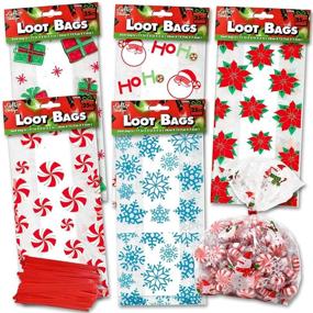 img 4 attached to 🎁 Christmas Cellophane Bags 150 Pack - Festive Holiday Treat & Gift Bags with Twist Ties - 6 Assorted Styles - Perfect for Party Candy, Cookies & More!