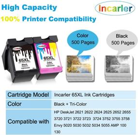 img 3 attached to 🖨️ Incarler 65XL Remanufactured Ink Cartridges | Compatible with HP 65 Ink Cartridge | For HP Envy 5055, 5030, 5020, 5034, Deskjet 3755, 2622, 2655, 2652, 3752, 3720, 2624, 2625, 3721, 3723, 2621 Printers