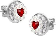 💍 555jewelry stainless steel heart stud earrings with pearls and cubic zirconia, elegant heart earrings for women and girls, small silver studs logo