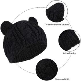 img 2 attached to Stylish Winter Cat Ear Beanie Hat, Neck Warmer Scarf & Touchscreen Gloves Set