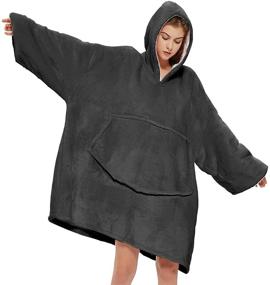 img 4 attached to 🧥 Cozy Comfort: Blanket Sweatshirt - Oversized Sherpa Plush Hoodie Blankets for Adults - Men and Women