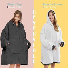 img 1 attached to 🧥 Cozy Comfort: Blanket Sweatshirt - Oversized Sherpa Plush Hoodie Blankets for Adults - Men and Women