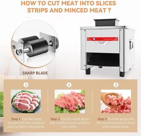 img 2 attached to 🔪 Commercial Meat Cutter Machine - Electric Shredder, 850W Power, 330LBS/H Output, Stainless Steel, for Pork, Beef, Chicken Breast - 5mm Meat Cutting Slicer