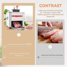 img 3 attached to 🔪 Commercial Meat Cutter Machine - Electric Shredder, 850W Power, 330LBS/H Output, Stainless Steel, for Pork, Beef, Chicken Breast - 5mm Meat Cutting Slicer