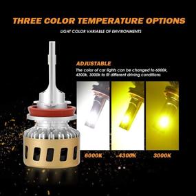 img 3 attached to 🔆 Auxbeam H11 LED Fog Light Bulbs F-TC Series - 50W 5000lm - Adjustable Color Temperature (6000K/4300K/3000K) - COB Chips - Single Beam Conversion Kits