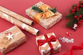 img 3 attached to 🎁 RUSPEPA Рождественская упаковочная бумага - коричневая крафт-бумага с праздничным 3D белым рождественским принтом - набор из 4 рулонов - 30 дюймов x 10 футов на рулон.
