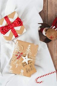 img 1 attached to 🎁 RUSPEPA Рождественская упаковочная бумага - коричневая крафт-бумага с праздничным 3D белым рождественским принтом - набор из 4 рулонов - 30 дюймов x 10 футов на рулон.