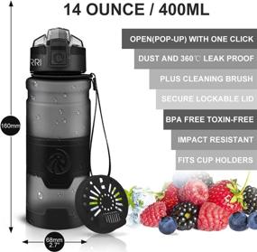 img 2 attached to 🚰 ZORRI Sports Water Bottle, BPA Free Leak Proof Tritan Lightweight Bottles for Outdoors, Camping, Cycling, Fitness, Gym, Yoga - Kids/Adults Drink Bottles with Filter, Lockable Pop Open Lid, 400/500/700ml/1L Sizes