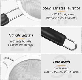 img 2 attached to KUFUNG Stainless Steel Mesh Strainer - Fine Mesh & Wire Sieve, Non-Slip Handles - Perfect Kitchen Strainer for Sifting, Straining, & Draining (S, Black)