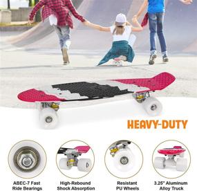 img 2 attached to 🛹 ANIMILES Mini Cruiser Skateboard: 22" Retro Complete Board with Colorful LED Wheels for Kids and Teens