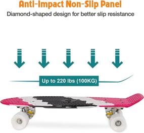 img 1 attached to 🛹 ANIMILES Mini Cruiser Skateboard: 22" Retro Complete Board with Colorful LED Wheels for Kids and Teens