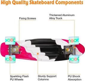 img 3 attached to 🛹 ANIMILES Mini Cruiser Skateboard: 22" Retro Complete Board with Colorful LED Wheels for Kids and Teens