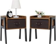 🛏️ iwell rustic brown nightstands set of 2 with drawer, pine wood legs - bedside table for bedroom, ideal christmas gift logo