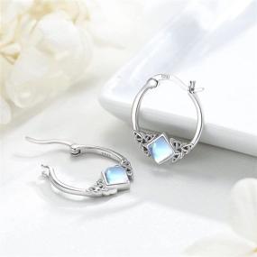 img 2 attached to 🌙 Sterling Silver Celtic Hoop Earrings with Moonstone - Love Knot Irish Jewelry Gifts for Girls and Women