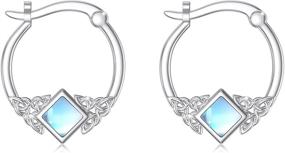 img 4 attached to 🌙 Sterling Silver Celtic Hoop Earrings with Moonstone - Love Knot Irish Jewelry Gifts for Girls and Women