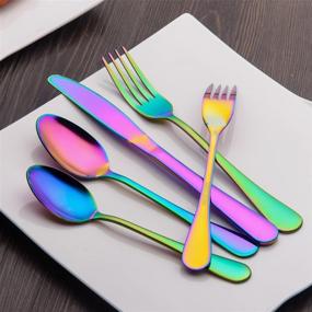 img 3 attached to Berglander Flatware Stainless Multicolor Silverware