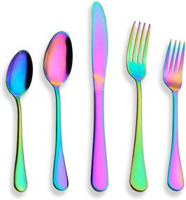 img 4 attached to Berglander Flatware Stainless Multicolor Silverware