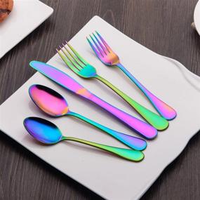 img 2 attached to Berglander Flatware Stainless Multicolor Silverware