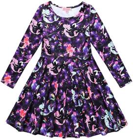 img 2 attached to 👗 QPANCY Girls Long Sleeve Dresses: Unicorn, Mermaid, and Cat Swing Fall/Winter Clothes