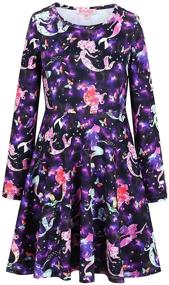 img 3 attached to 👗 QPANCY Girls Long Sleeve Dresses: Unicorn, Mermaid, and Cat Swing Fall/Winter Clothes