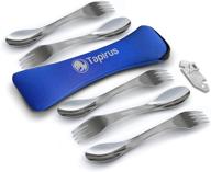 🍴 tapirus 5 spork of steel utensils set: durable stainless steel flatware for camping, fishing, and outdoor activities, with bottle opener & carrying case логотип