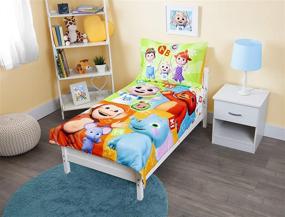 img 4 attached to CoComelon Construction Car and Truck 4 Piece Toddler Bedding Set - Quilted Comforter, Fitted Sheet, Top Sheet, and Pillow Case for Boys Bed