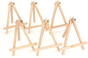 img 4 attached to 🖼️ Tosnail 9" Tall Natural Pine Wood Tripod Easel Photo Painting Display Portable Tripod Holder Stand, 6 Pack -Sturdy, Portable & Versatile Easel Stand for Displaying Artwork & Photos