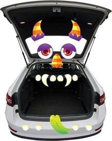 img 4 attached to 🎃 Halloween Trunk or Treat Garage Decoration: Monster Face Design with Giant Eyes, Nostrils, Tongue, Fangs & Dot Glue