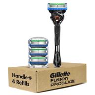 gillette fusion proglide men's razors | 1 razor + 4 blade refills | shields skin from irritation logo