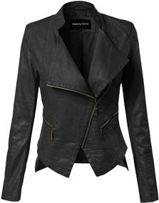 img 4 attached to 👩 Coffee Women's Leather Jacket for Bike Riders: Coats, Jackets & Vests