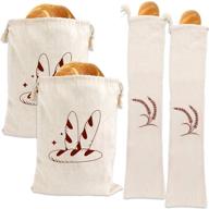 🍞 pack of 4 linen bread bags - perfect for homemade bread, natural linen, eco-friendly bread storage for bakery & baguette（2 x 12.5 x 16 inches, 2 x 27 x 6 inches） логотип