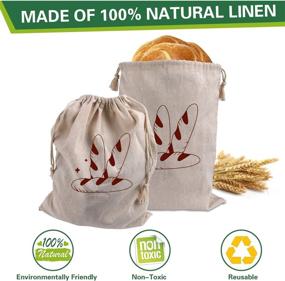 img 1 attached to 🍞 Pack of 4 Linen Bread Bags - Perfect for Homemade Bread, Natural Linen, Eco-Friendly Bread Storage for Bakery & Baguette（2 x 12.5 X 16 Inches, 2 x 27 X 6 Inches）