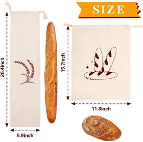 img 3 attached to 🍞 Pack of 4 Linen Bread Bags - Perfect for Homemade Bread, Natural Linen, Eco-Friendly Bread Storage for Bakery & Baguette（2 x 12.5 X 16 Inches, 2 x 27 X 6 Inches）