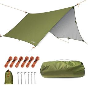 img 4 attached to Unigear Waterproof Camping Tarp, Multifunctional Hammock Rain Fly Tent Tarp, 15x14FT/12x10FT, Lightweight and Compact for Backpacking, Hiking, Traveling