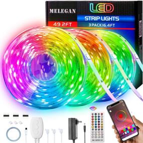 img 4 attached to 💡 MELEGAN 49.2ft RGB Color Changing Smart Led Strip Light for Bedroom - Ultra Long App Control Led Light Strips with Remote